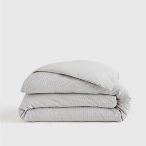 QUINCE Organic Luxe Honeycomb Duvet Cover King Cal King Light Gray